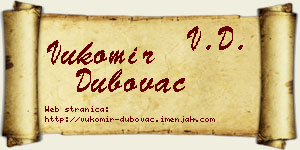 Vukomir Dubovac vizit kartica